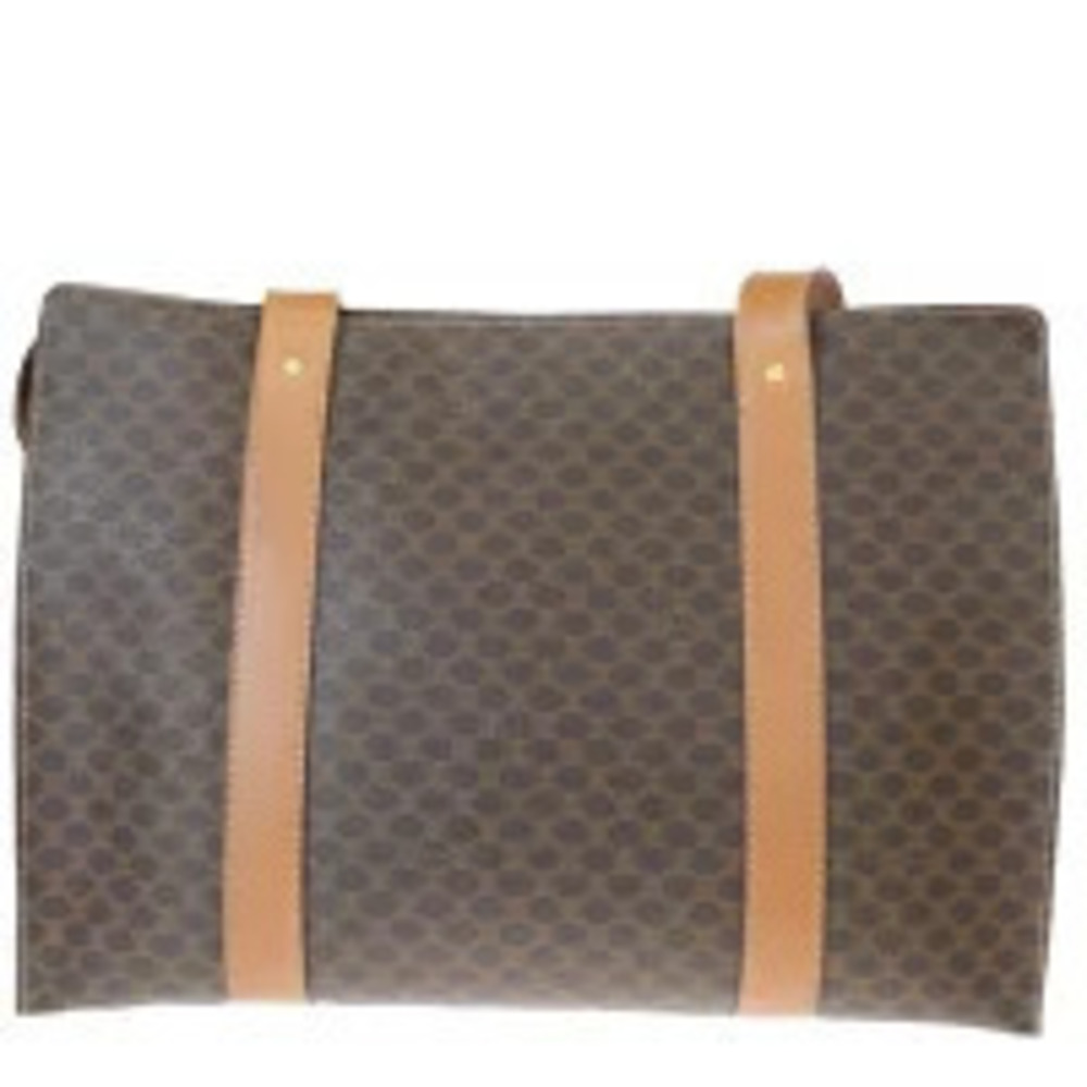Celine Brown Macadam Shoulder Tote Leather Bag Brown